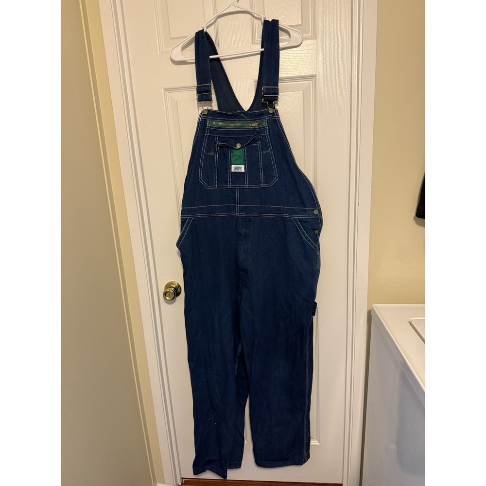 Liberty Blue Denim Overalls Mens 42X30 Bib Cargo Carpenter Workwear